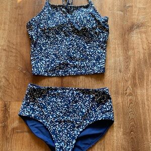 Athleta Kids Swim Bikini - Navy Floral